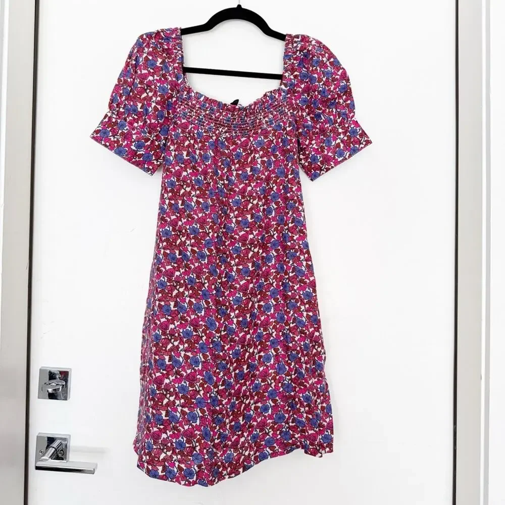 J.Crew Afternoon Linen Dress in Berry Floral